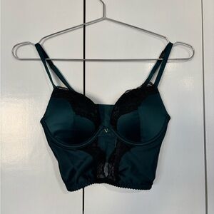 Victoria's Secret Teal Longline Bustier with Black Lace